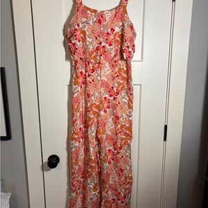 Sason Pink‎ and Coral Floral Jumpsuit Size Large